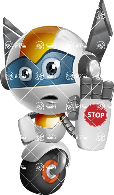 Cute robot cartoon character - 112 stock vector images - Cute robot cartoon character making stop gesture with hand - stock vector graphic image